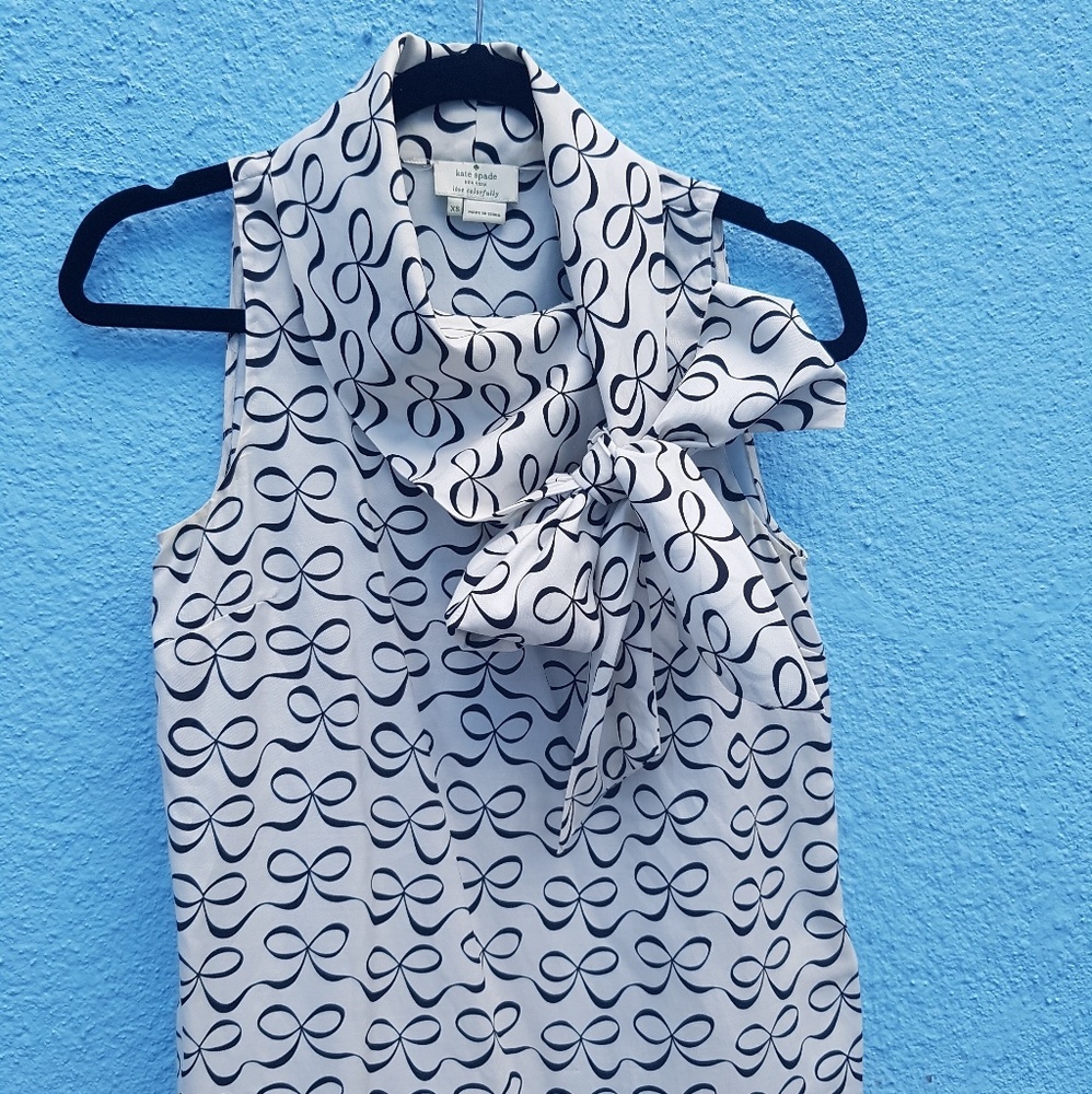 Bow pattern pussy tie Kate Spade top