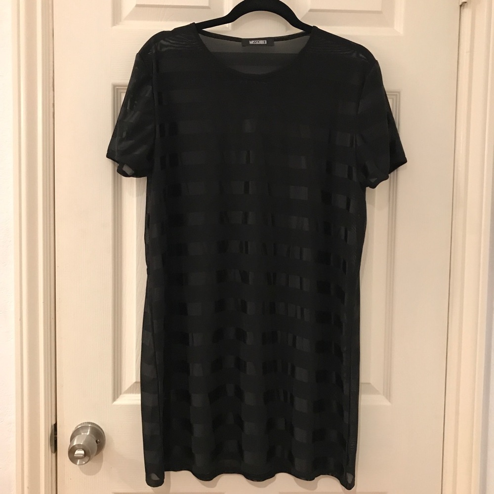 Missguided Black Striped Mesh Dress