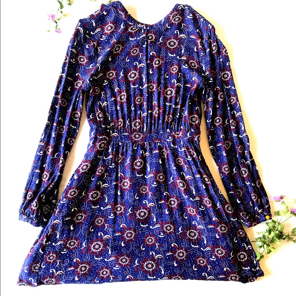 PURPLE FLORAL LONG SLEEVE DRESS