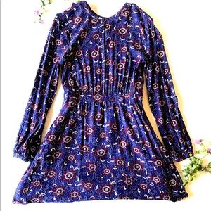 PURPLE FLORAL LONG SLEEVE DRESS