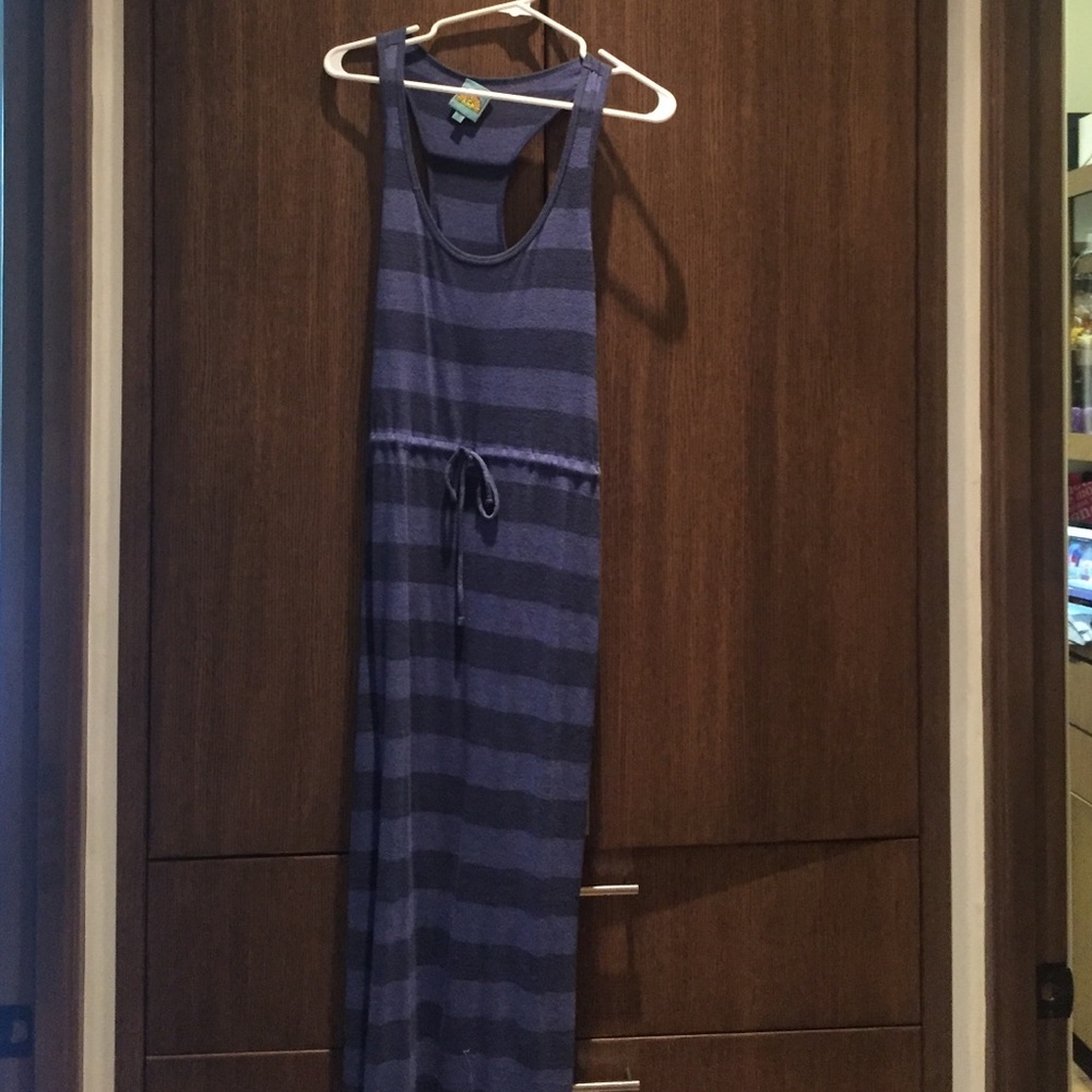 C & C California Blue Striped Maxi Dress