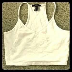 Forever 21 White Cotton Crop Top