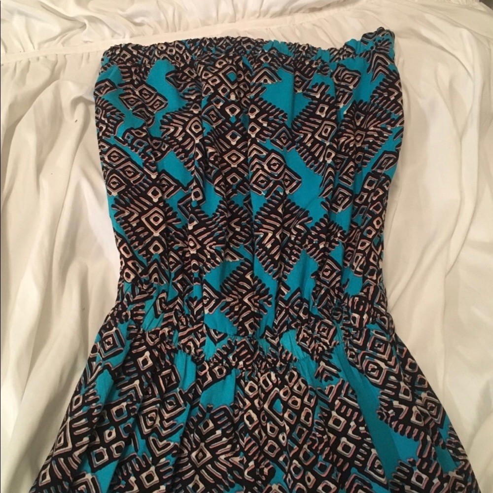 Blue pattern jumpsuit XS