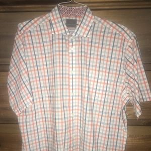 THOMAS DEAN BLUE PLAID SHORT SLEEVE SHIRT