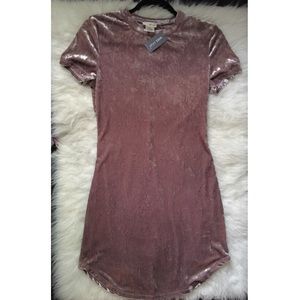 Pink Velour T-shirt Dress