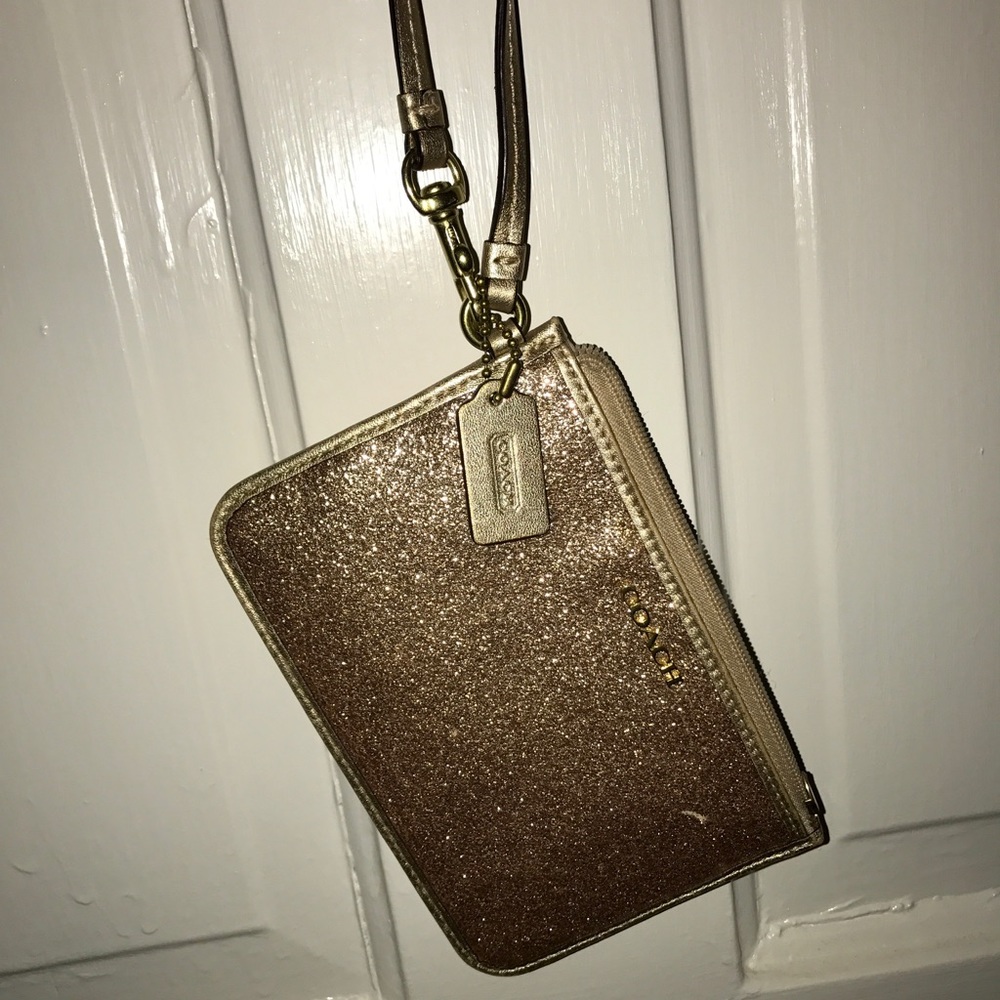 Glitter Gold COACH Wristlet!