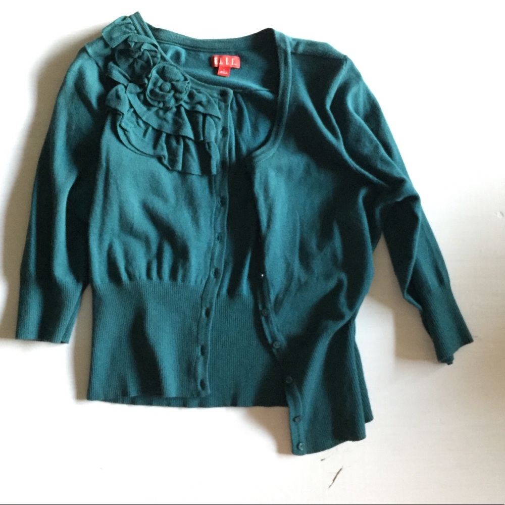 Elle Teal Flower Cardigan