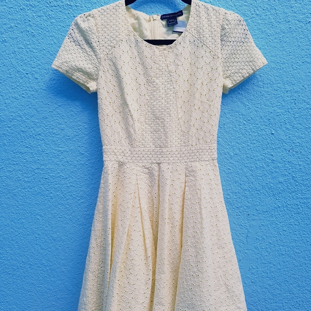 Yellow eyelet French connection dress