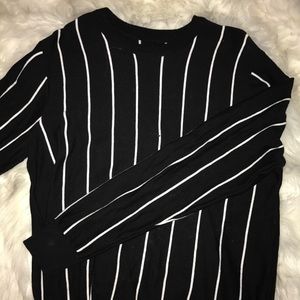 Men's Black and White Striped Sweater
