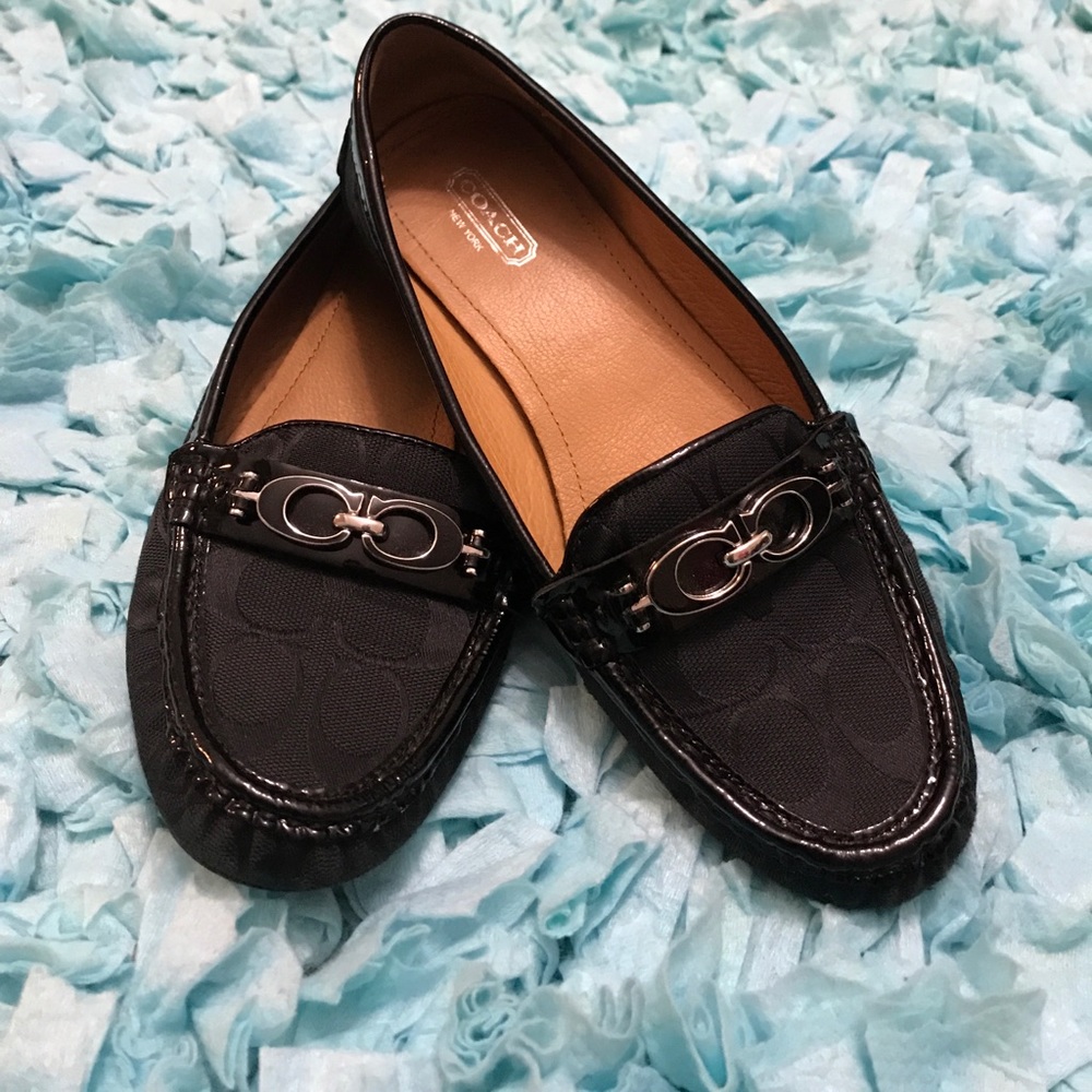Coach Fortunata black canvas loafer