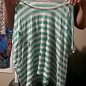 XL holed blue and white crop top from Aero