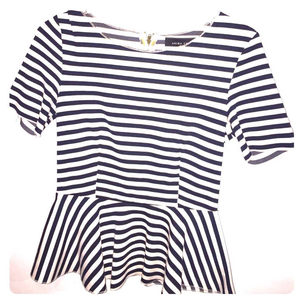 Navy striped peplum top