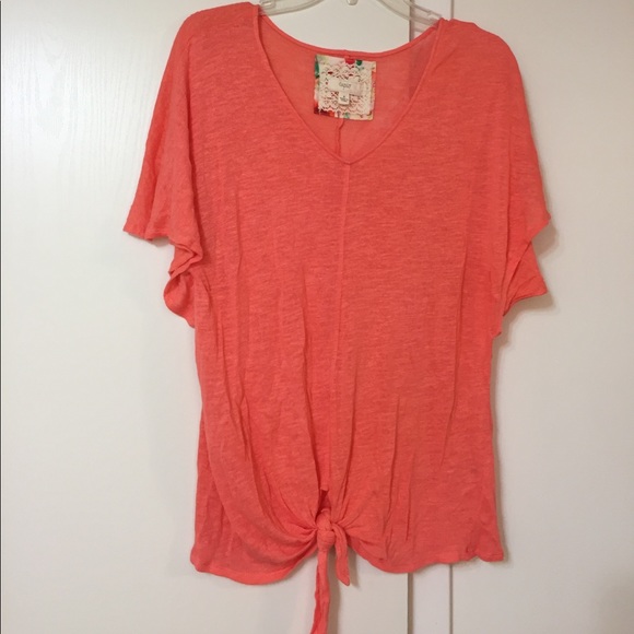cupio Tops - Peach tie shirt