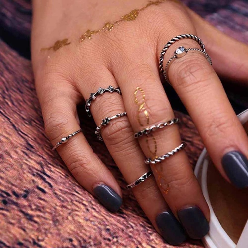 8pc Bohemia style rings