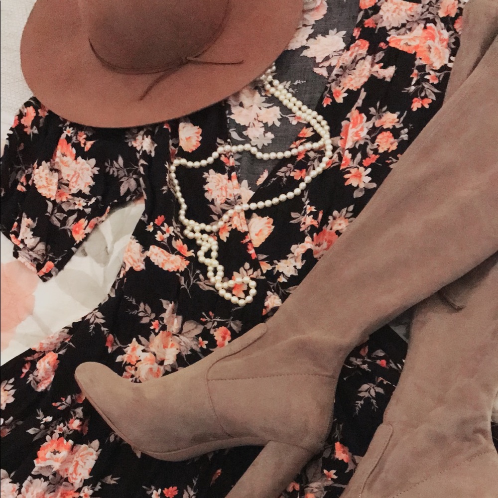 Over the knee taupe boots