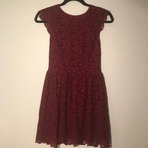 Aritzia "Talula" Burgundy Lace Dress