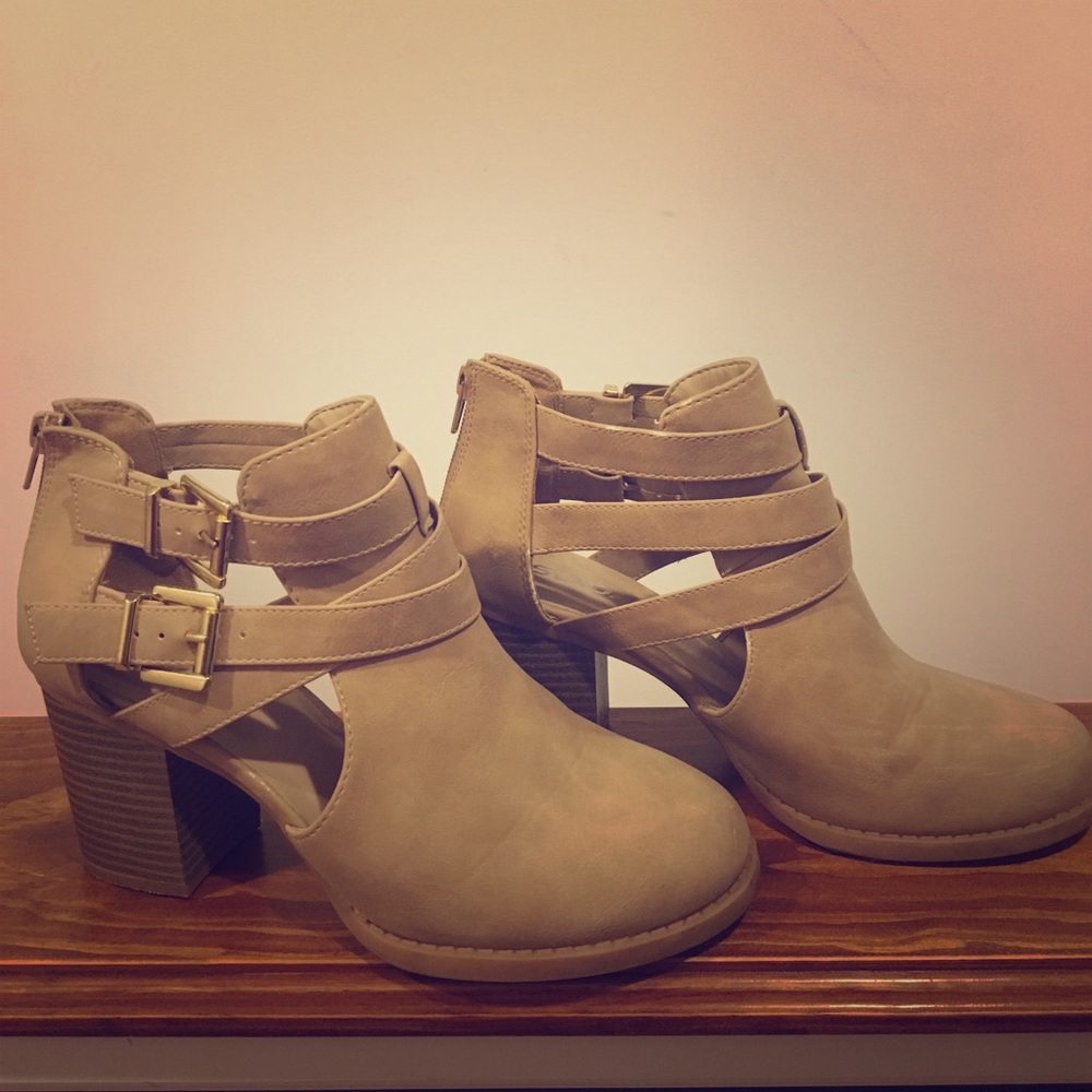 Nude Suede Booties
