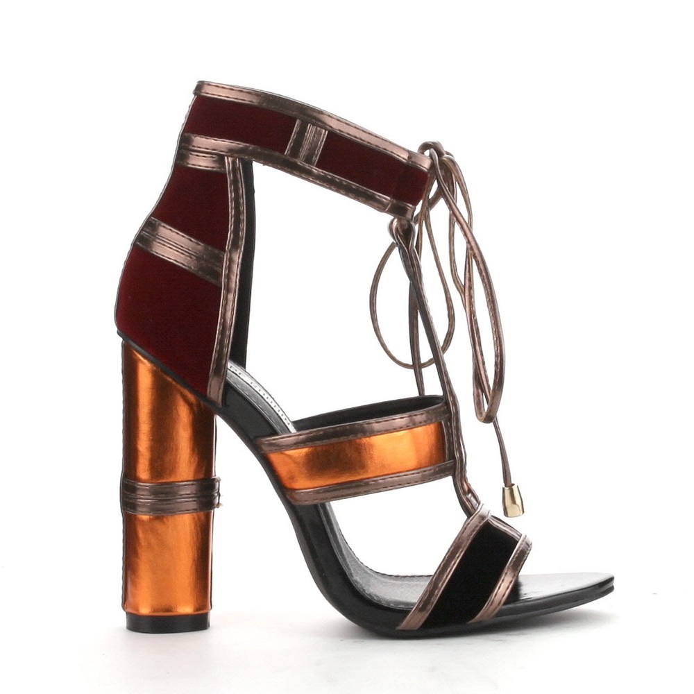 Multi color gladiator tie up sandals