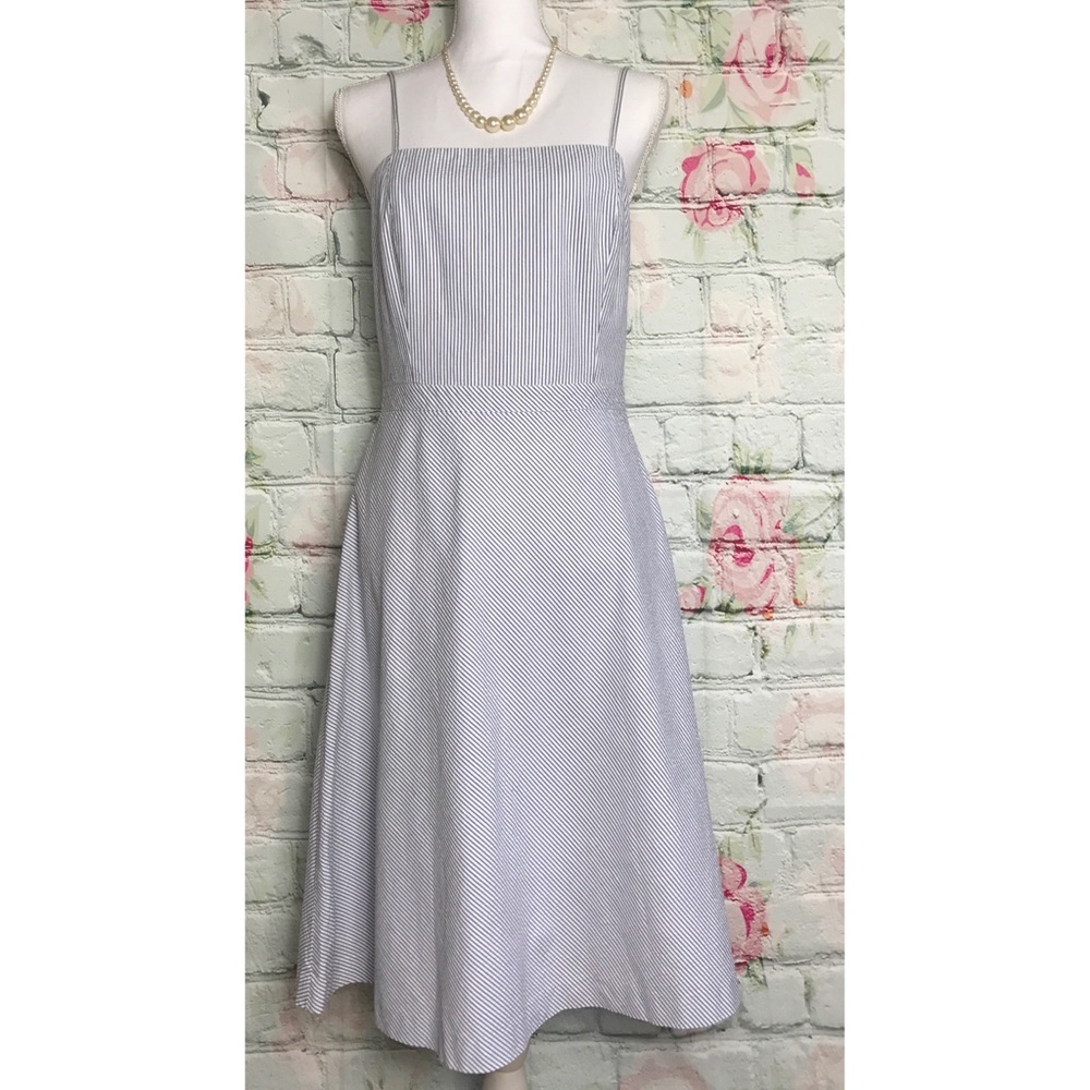 Ann Taylor Blue/White Striped Dress (8)