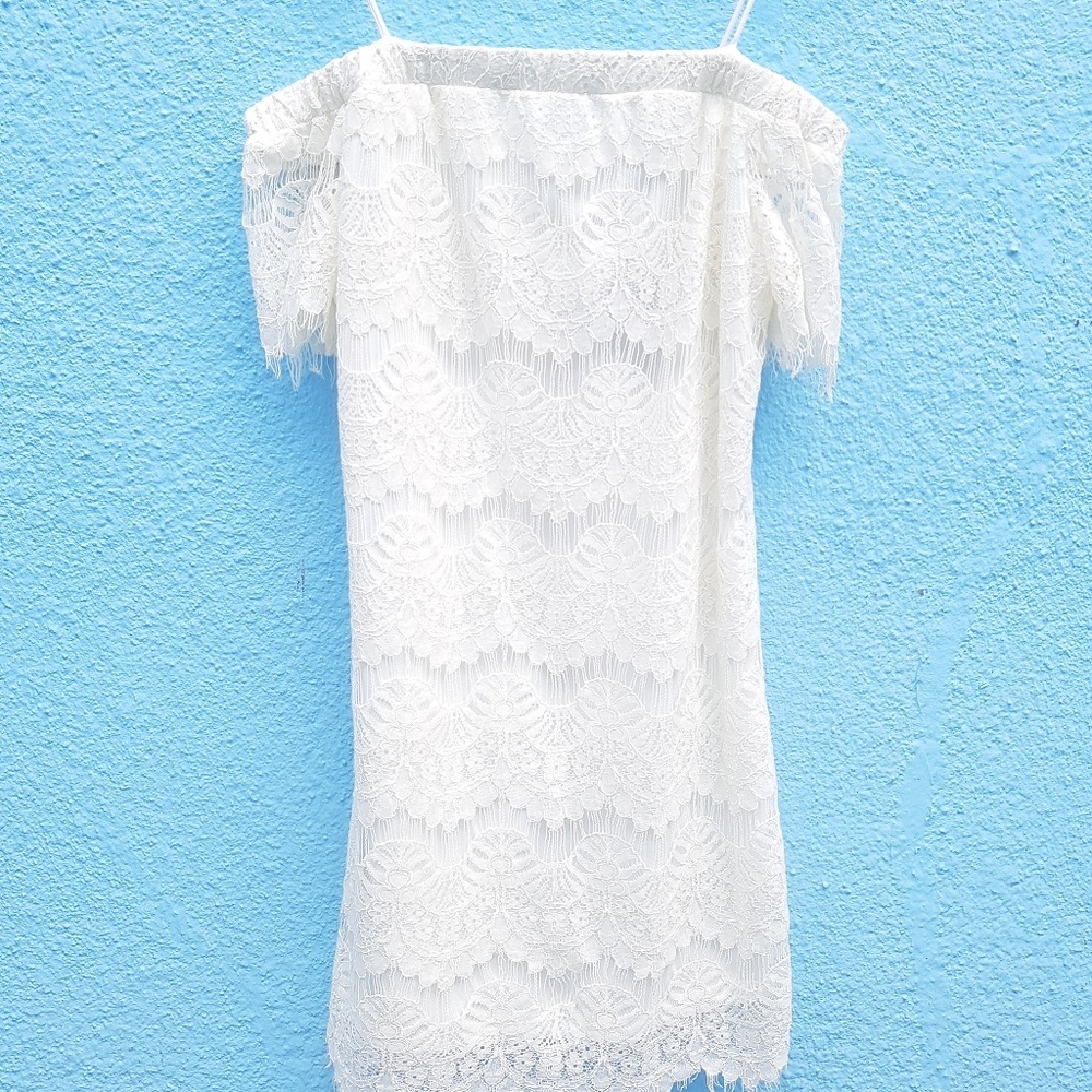 NWT Lace off the shoulder Top Shop white dress