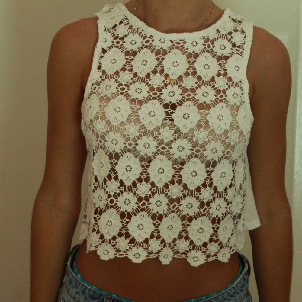 TopShop Lace Knit Cropped Tank