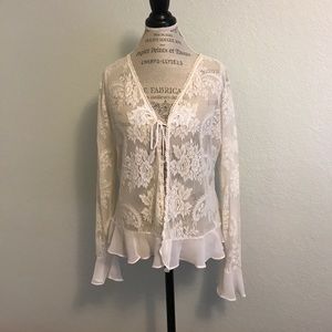 Sheer summer cardigan with front tie