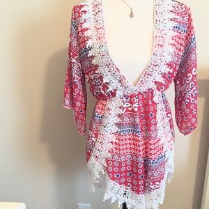 Red/White/Blue Laced Lined Romper