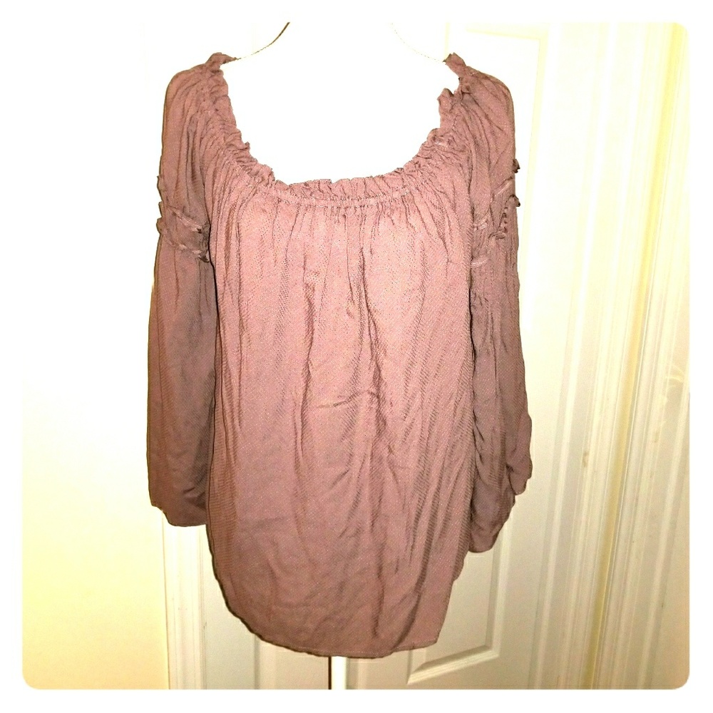 Off the shoulder woven top (Mauve)