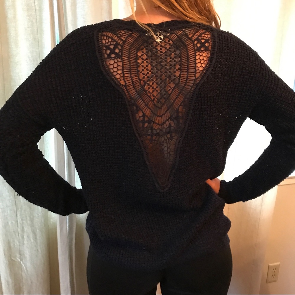 Adorable Crochet Back Sweater
