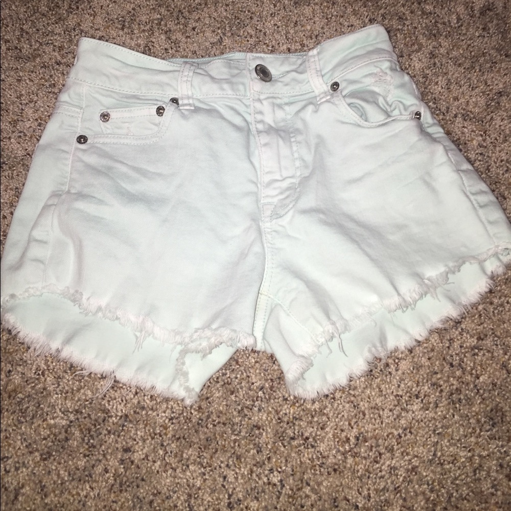 Mint green jean shorts