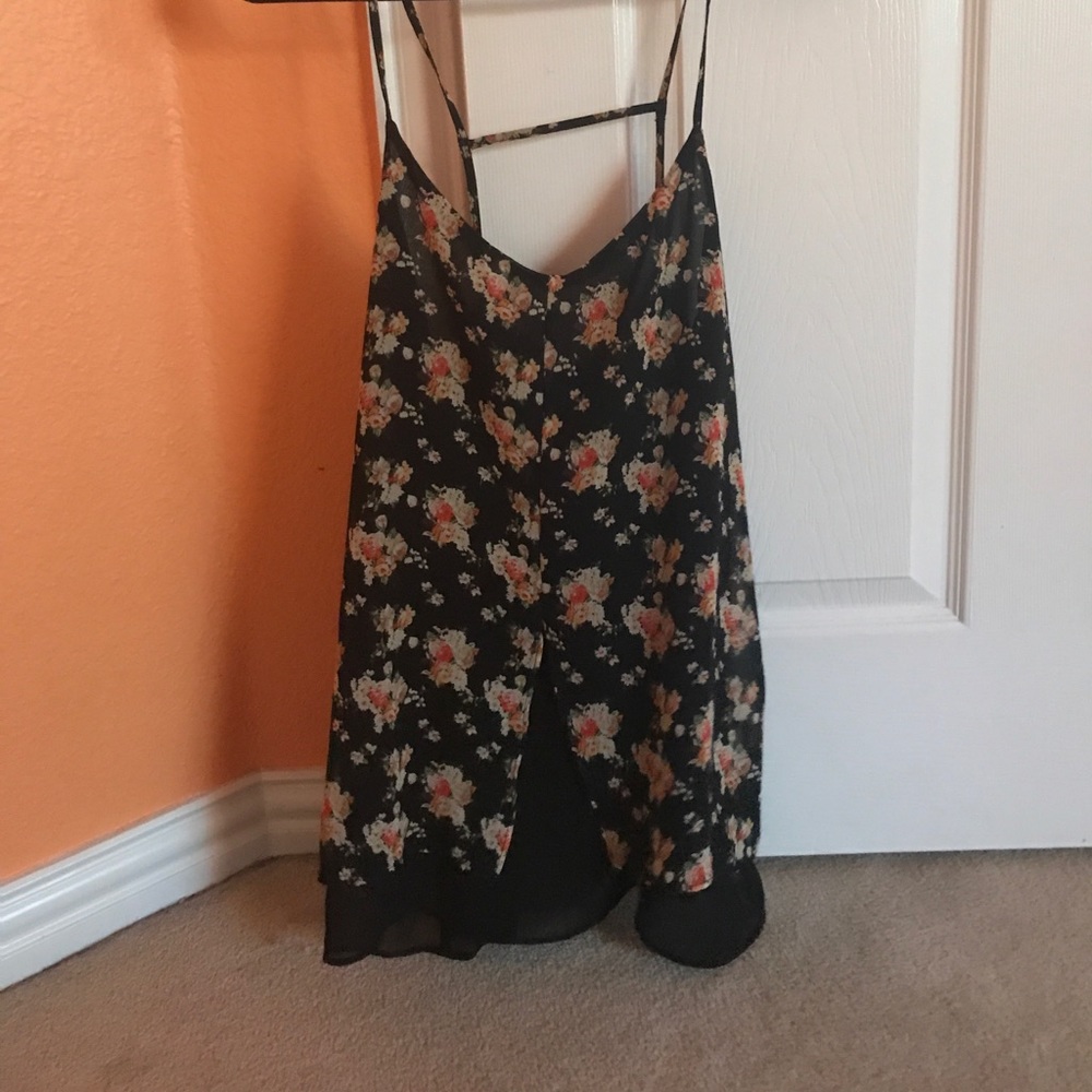 Black Floral Tank Top