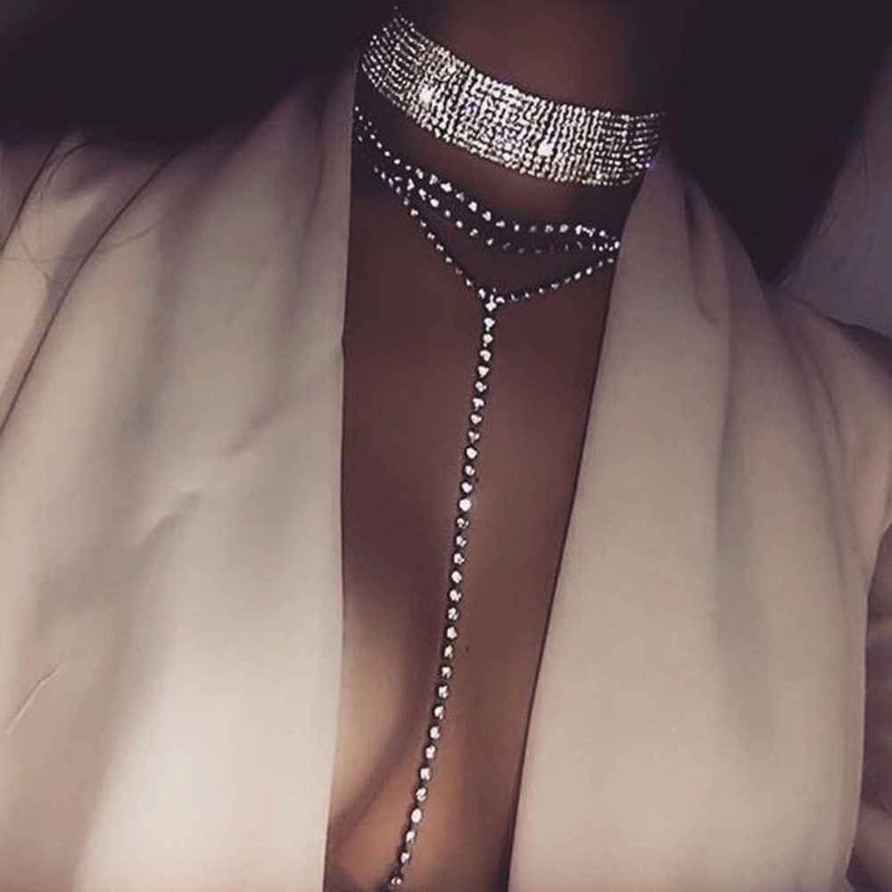 Long crystal necklace