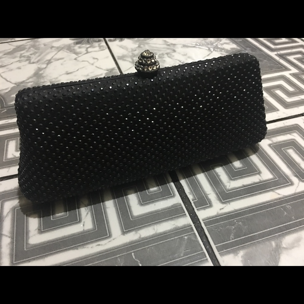 Black rhinestone clutch