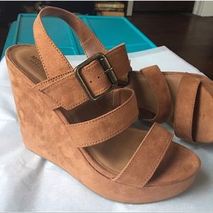 Faux Suede Strappy Wedges