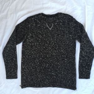 Michael Stars Marled Black Crew Neck Sweater
