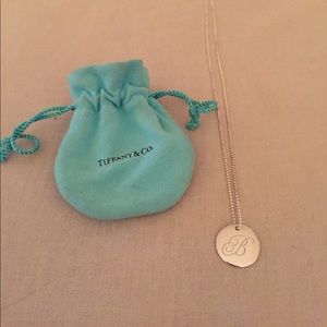 Tiffany "B" Disc Charm Pendant 18" Necklace