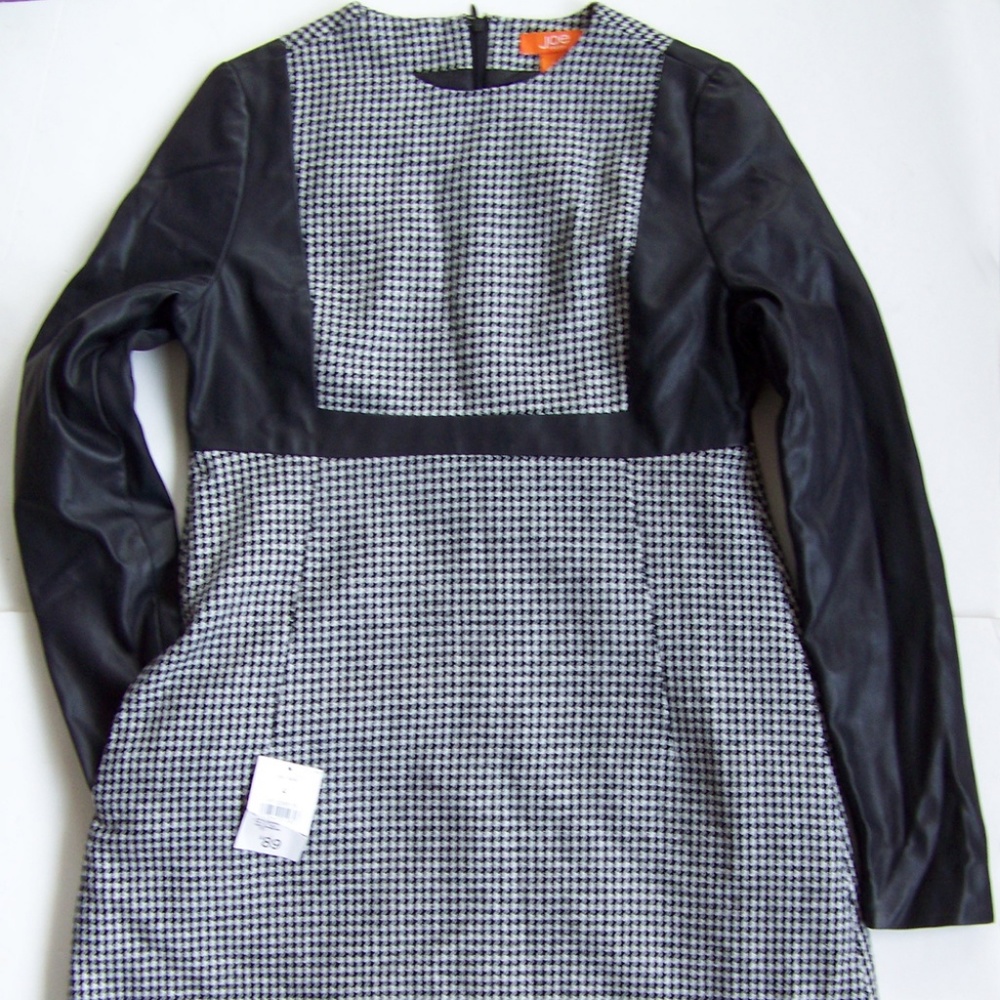 New JOE FRESH houndstooth & faux leather DRESS 4