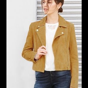Real Suede Camel Moto Jacket, size small.