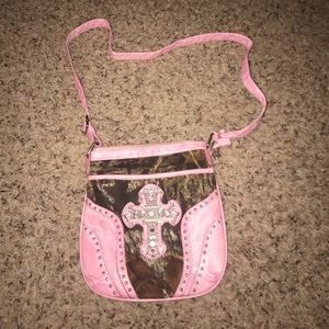 Pink/Camo cross body purse