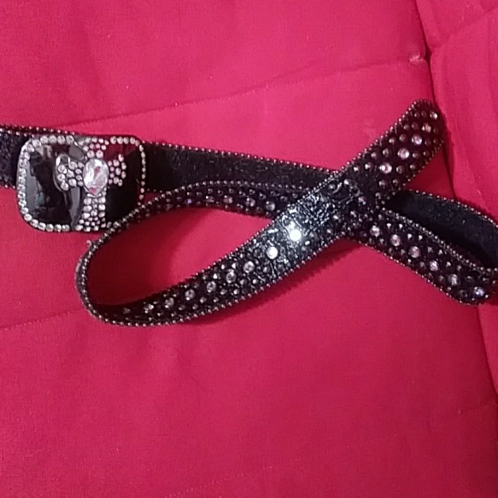Black rhinestone cross belt buckle and belt