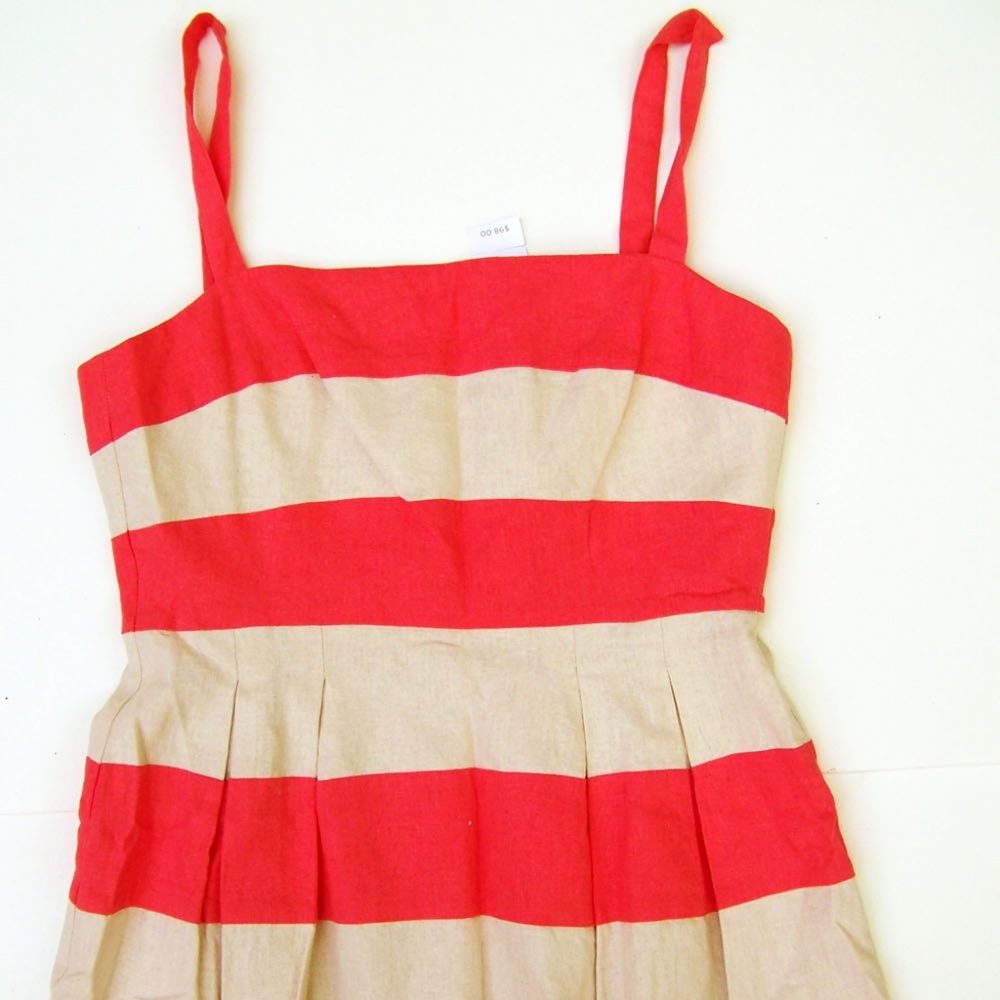 ANN TAYLOR LOFT striped LINEN Fit & Flare DRESS 4
