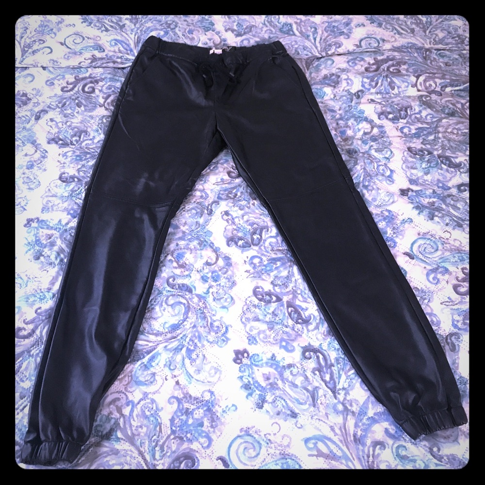 Faux leather joggers