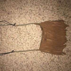 Brown fringe crossbody purse