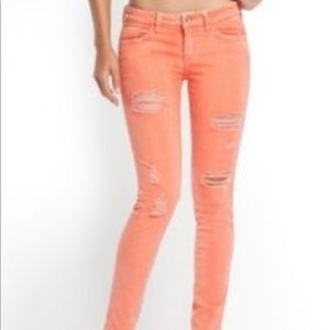 🍊GUESS Inc. Orange Distressed Skinny Jeans
