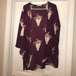 Bull Burgundy Kimono