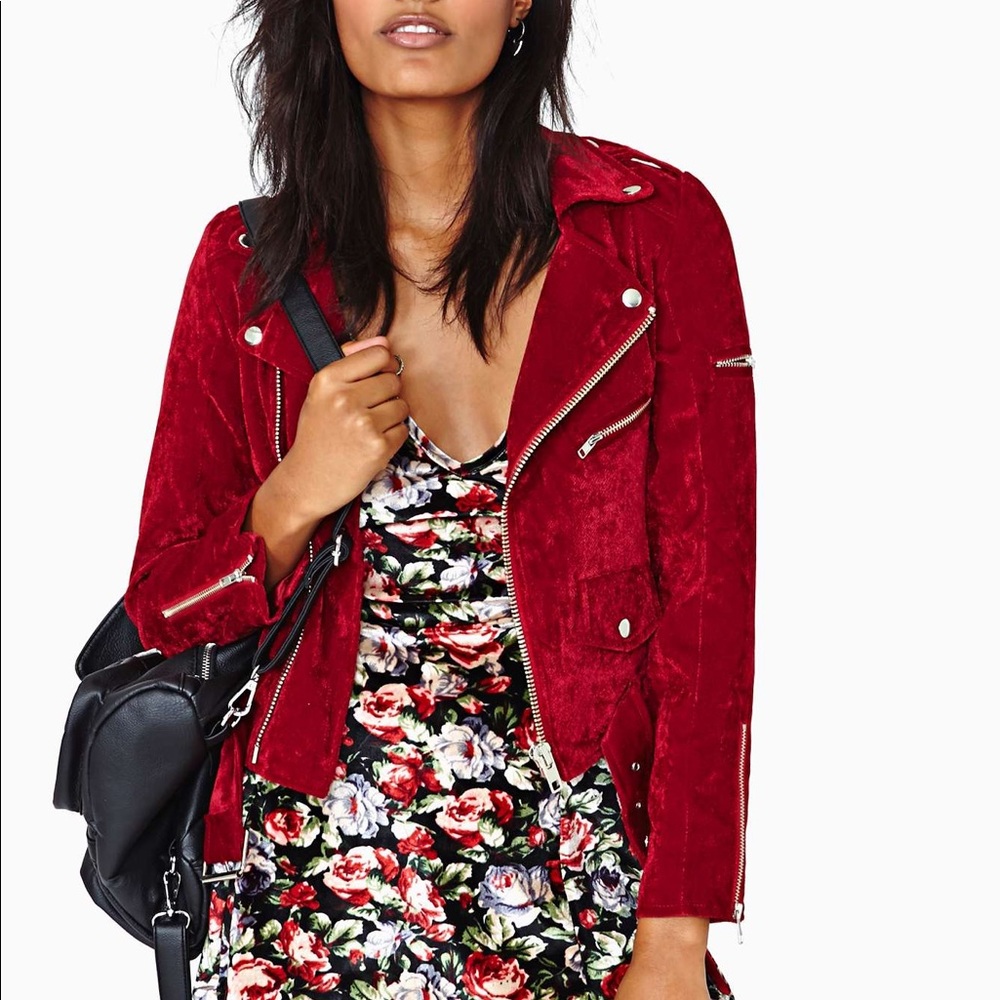 UNIF red velvet Moto jacket