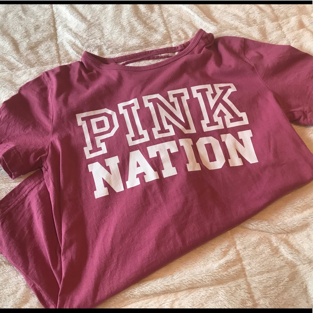 PINK NATION criss cross back tee VICTORIA's SECRET