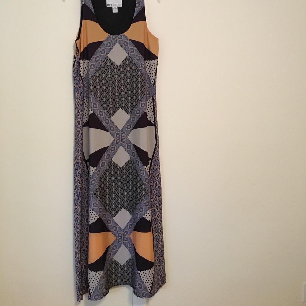 Blue and cream patterned dress