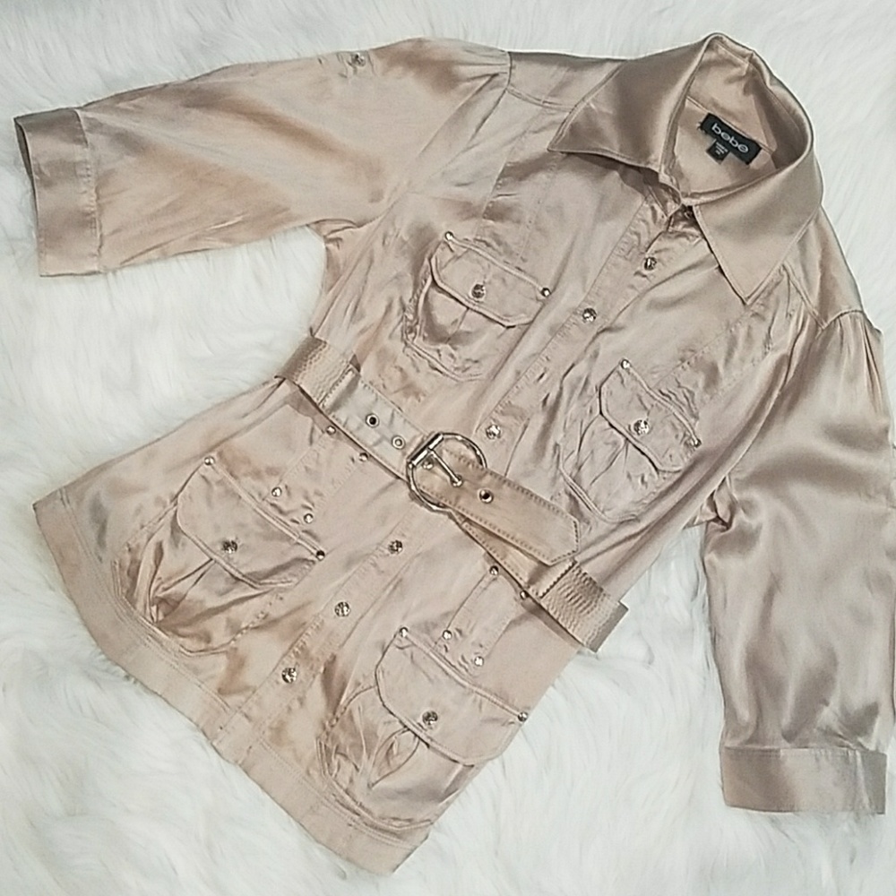 Bebe Silk Button Down Shirt