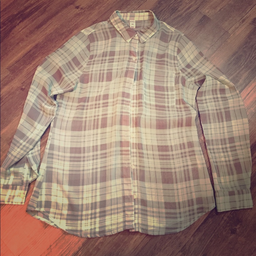 Sheer women's plaid blouse from old navy